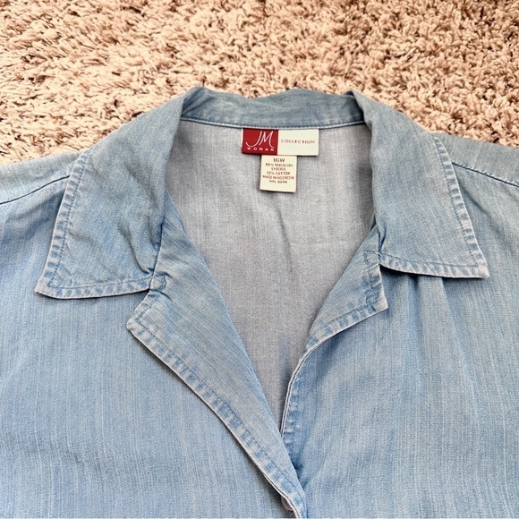 💙 Vintage JM Collection Butterfly Embroidered Chambray Shirt Women’s Size 16W - Picture 4 of 16